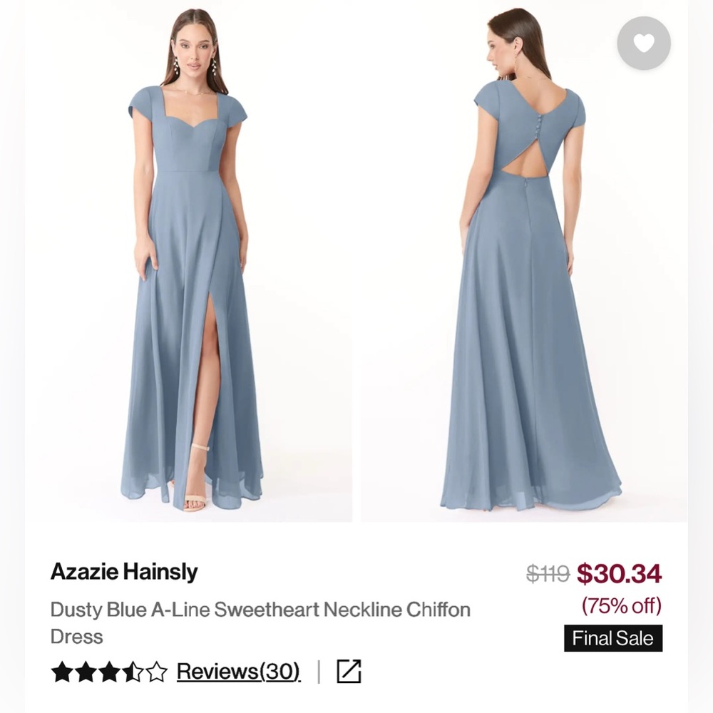 Azazie Hainsly Dusty Blue A-Line Sweetheart Dress
